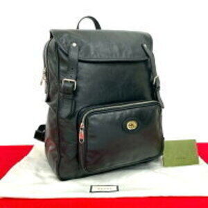 GUCCI Interlocking GG logo leather backpack daypack black